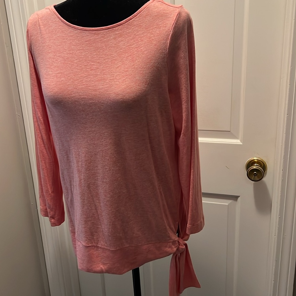 Pure Jill Pink Long Sleeve Top with Side Tie